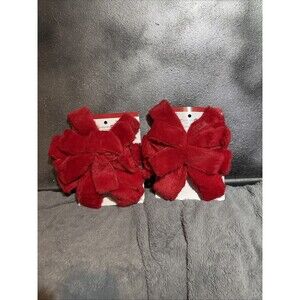 Celebrate It Christmas Red Faux Fur Tree Bows Set of 2 Holiday Decor